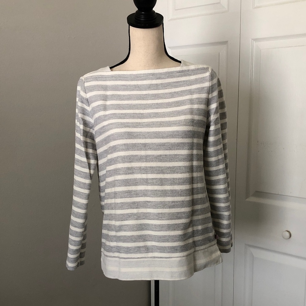 SERGIO TACCHINI Women French Terry Boat Neck Gray Striped Sweatshirt | S